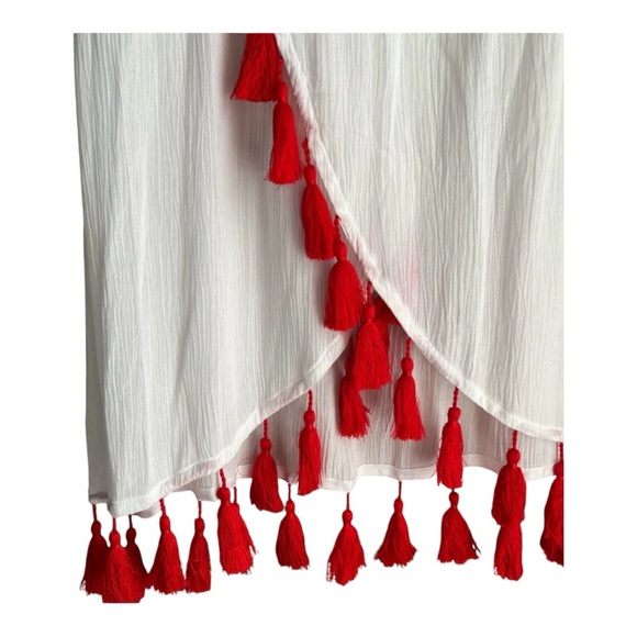 Show Me Your Mumu Leilani White & Red Tassel Midi Wrap Skirt Women’s Size XS NWT - Picture 2 of 6
